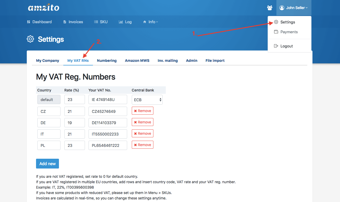 amzito how to vat rates